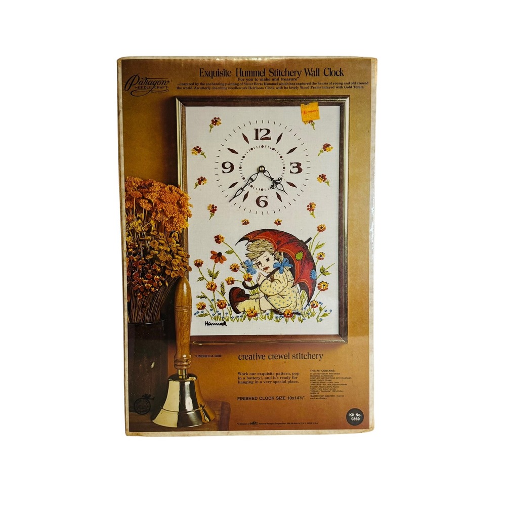 Hummel‎ Stitchery Wall Clock Paragon Needlecraft Vintage Sealed Unbrella Girl